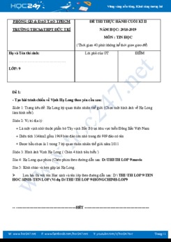 Đề thi thực hành cuối HK2 môn Tin 9 năm 2019 Trường THCS Đức Trí