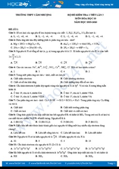 Bộ 4 đề kiểm tra 1 tiết lần 3 môn Hóa học 10 năm 2019-2020 Trường THPT Cẩm Nhượng