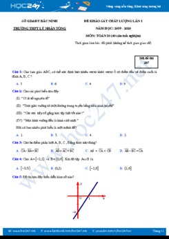 Đề KSCL môn Toán 10 lần 1 năm học 2019 - 2020 có đáp án Trường THPT Lý Nhân Tông