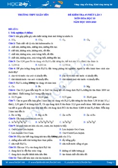 Bộ 6 đề kiểm tra 45 phút lần 3 môn Hóa học 10 năm 2019-2020 Trường THPT Xuân Yên