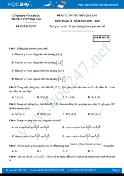 Đề KSCL ôn thi THPT QG lần 1 môn Toán 11 năm học 2019 - 2020 Trường THPT Đội Cấn