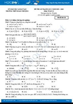 Đề thi sát hạch môn Toán 11 năm học 2019 - 2020 Trường THPT Đoàn Thượng lần 1