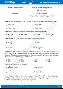 Đề KSCL ôn thi THPT QG lần 2 môn Toán 11 năm học 2019 - 2020 Trường THPT Đội Cấn