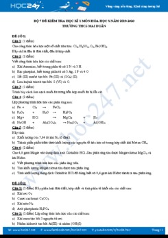 Bộ 7 đề kiểm tra HK1 môn Hóa học 8 năm 2019-2020 Trường THCS Mai Duân