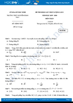 Đề KSCL môn Toán 11 lần 1 năm học 2019 - 2020 Trường THPT Nguyễn Đăng Đạo
