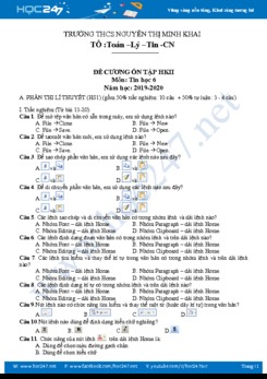 Ôn tập HK2 môn Tin 6 năm 2019 Trường THCS Nguyễn Thị Minh Khai