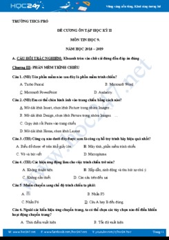Đề cương ôn tập HK2 môn Tin 9 năm 2019 Trường THCS Pró