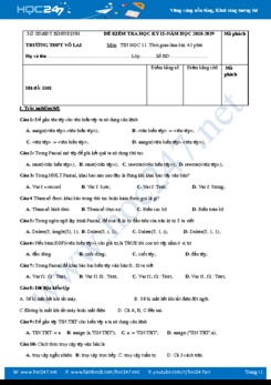 4 Mã đề thi HK2 môn Tin 11 năm 2019 Trường THPT Võ Lai