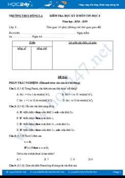 Đề thi HK2 môn Tin 8 năm 2019 Trường THCS Đông La có đáp án