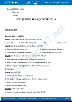 2 Đề ôn thi HK2 môn Tin 10 năm 2019 Trường THPT Ngô Gia Tự