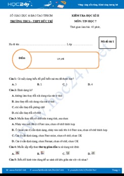 Đề thi HK2 môn Tin 7 năm 2019 Trường THCS-THPT Đức Trí