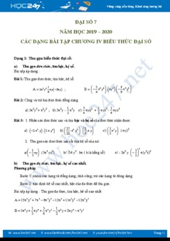 Các dạng bài tập Chương 4 Đại số 7 năm 2019