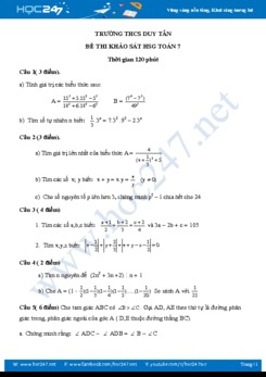 Đề khảo sát HSG môn Toán 7 năm 2019 Trường THCS Duy Tân