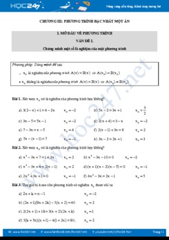 Bài tập Chương 3 Đại số 8 năm học 2019-2020