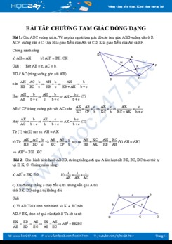 Bài tập Chương Tam giác đồng dạng Hình học 8 năm 2019