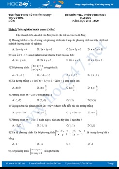 Đề kiểm tra 1 tiết Chương 3 Đại số 9 năm 2019 Trường THCS Lê Lợi