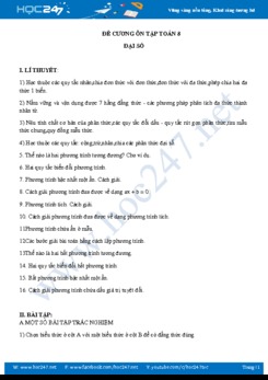 Đề cương ôn tập HK2 môn Toán 8 năm 2019