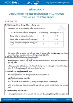 Bài tập Vị trí tương đối của đường thẳng và đường tròn Hình học 9 năm 2020