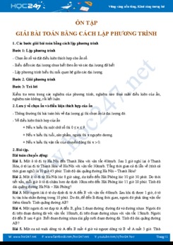 Ôn tập giải bài toán bằng cách lập phương trình
