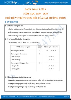Bài tập Vị trí tương đối của hai đường tròn Hình học 9 năm 2020