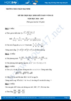 Đề chọn HSG môn Toán 9 năm 2019 Trường THCS Trần Mai Ninh
