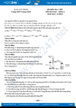 Đề kiểm tra 1 tiết HK2 có đáp án môn Hóa học 11 năm 2019-2020 Trường THPT Trường Chinh, Hồ Chí Minh