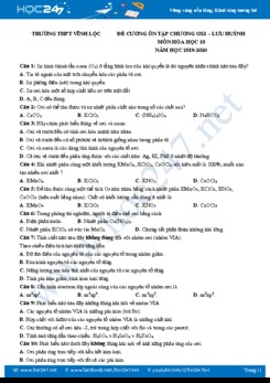 Đề cương ôn tập Chương Oxi - Lưu huỳnh có đáp án môn Hóa học 10 năm 2019-2020 Trường THPT Vĩnh Lộc