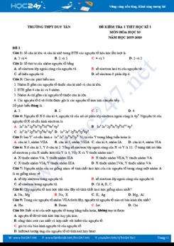 Bộ 4 đề kiểm tra 1 tiết HK2 môn Hóa học 10 năm 2019-2020 Trường THPT Duy Tân
