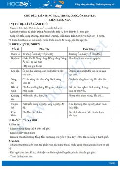 Lý thuyết ôn tập kiến thức chủ đề Liên Bang Nga, Trung Quốc, Ôxtraylia môn Địa lí 11 trong kì thi THPT QG