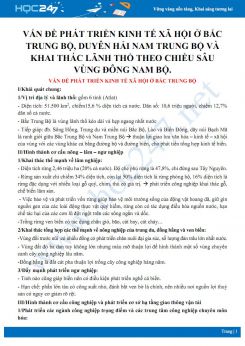 Lý thuyết ôn tập Vấn đề PTKT ở BTB, Duyên hải NTB và khai thác lãnh thổ theo chiều sâu vùng ĐNB Địa lí 12