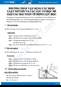 Phương pháp vận dụng các định luật Niutơn và các lực cơ học để giải các bài toán về Động lực học