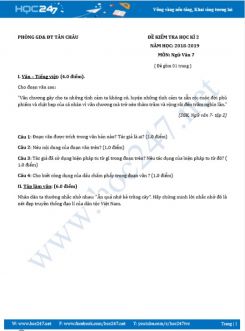Đề thi HK2 năm 2019 môn Ngữ Văn 7 - Phòng GD&ĐT Tân Châu