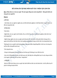 Đề cương ôn tập HK2  môn Ngữ Văn 7 phần Tập làm văn
