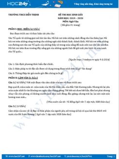 Đề thi HSG năm 2019 môn Ngữ Văn 7 - Trường THCS Diễn Thịnh