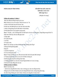 Đề kiểm tra giữa HK2 năm 2019 môn Ngữ Văn 6 - Phòng GD&ĐT Vĩnh Tường