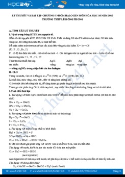 Lý thuyết và bài tập Chương 5 Nhóm Halogen môn Hóa học 10 năm 2020 Trường THPT Lê Hồng Phong