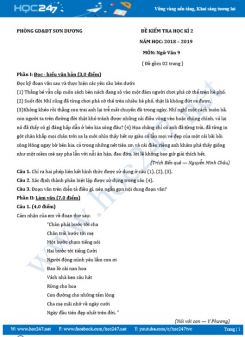 Đề kiểm tra HK2 năm 2019 môn Ngữ Văn 9 -  Phòng GD&ĐT Sơn Dương