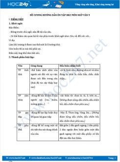 Đề cương hướng dẫn ôn tập HK2 môn Ngữ Văn 9