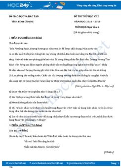 Đề thi thử HK2 năm 2019 môn Ngữ văn 6 - Sở GD&ĐT tỉnh Bình Dương
