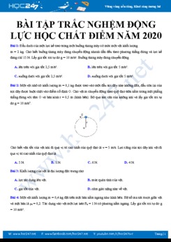 Bài tập trắc nghiệm ôn tập chương Động lực học chất điểm môn Vật lý 10 năm 2020 có lời giải