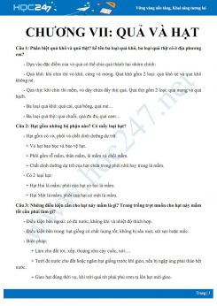 Câu hỏi tự luận ôn tập Chương VII - Quả và hạt Sinh học 6 năm 2019-2020 - Trường THCS Lạc Vệ có đáp án