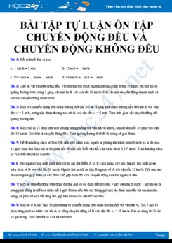 Bài tập tự luận ôn tập Chuyển động đều và Chuyển động không đều môn Vật lý 10 năm 2020