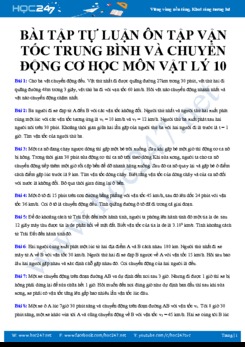 Bài tập tự luận ôn tập Vận tốc trung bình và Chuyển động cơ học môn Vật lý 10 năm 2020