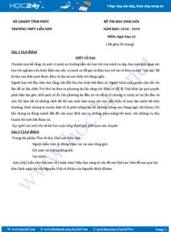 Đề thi HSG năm 2019 môn Ngữ Văn 10 - Trường THPT Liễn Sơn