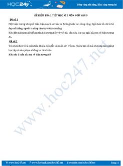 Bộ 2 đề kiểm tra 1 tiết HK2 môn Ngữ Văn 9