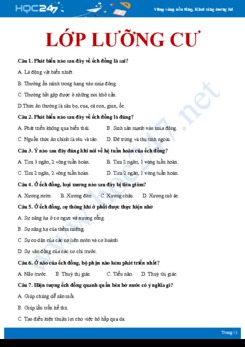 Bài tập trắc nghiệm ôn tập chủ đề lớp Lưỡng cư Sinh học 7 có đáp án