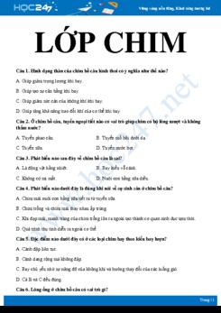 30 Câu hỏi trắc nghiệm ôn tập chủ đề: lớp Chim Sinh học 7 có đáp án