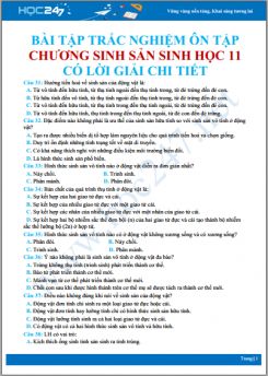 Bài tập trắc nghiệm ôn tập Chương: Sinh sản Sinh học 11 có lời giải chi tiết