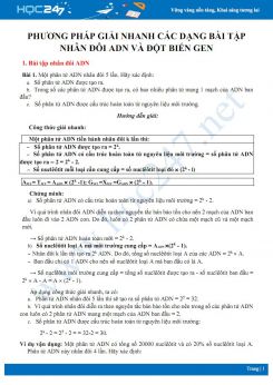 Phương pháp giải nhanh các dạng bài tập Nhân đôi ADN và Đột biến gen Sinh học 12