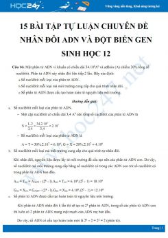 15 Bài tập tự luận ôn tập chuyên đề: Nhân đôi ADN và Đột biến gen Sinh học 12